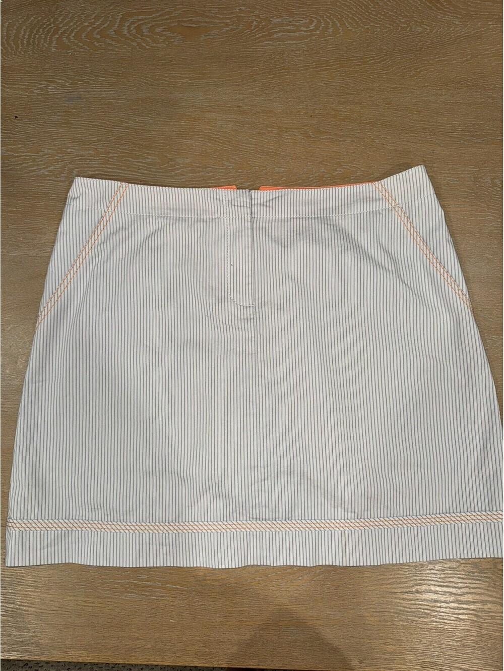 Annika Cutter & Buck Women's Golf Skort Skirt White Pinstripe Orange SIZE 12